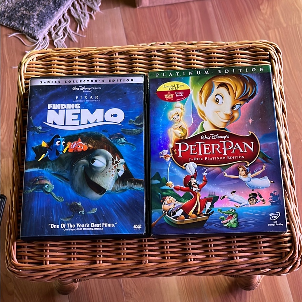 Two DVDs animated Peter Pan and Finding Nemo